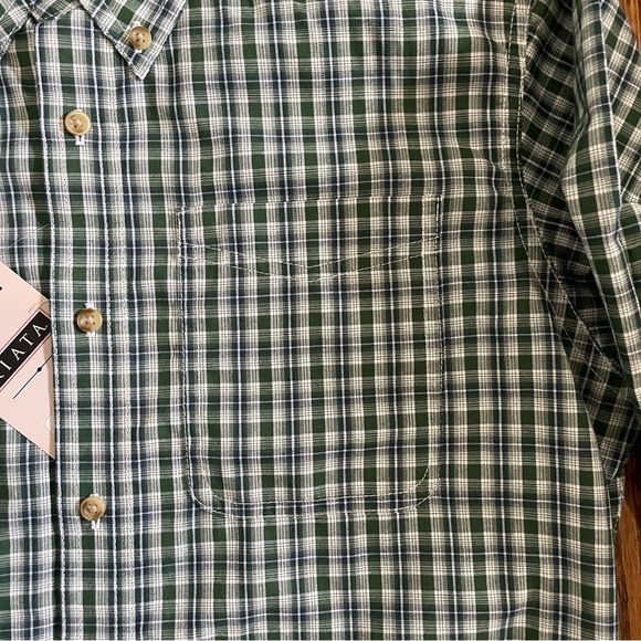 Wrangler Riata Boys Button Down Collar Green Plaid Long Sleeve Size XL - Picture 10 of 10